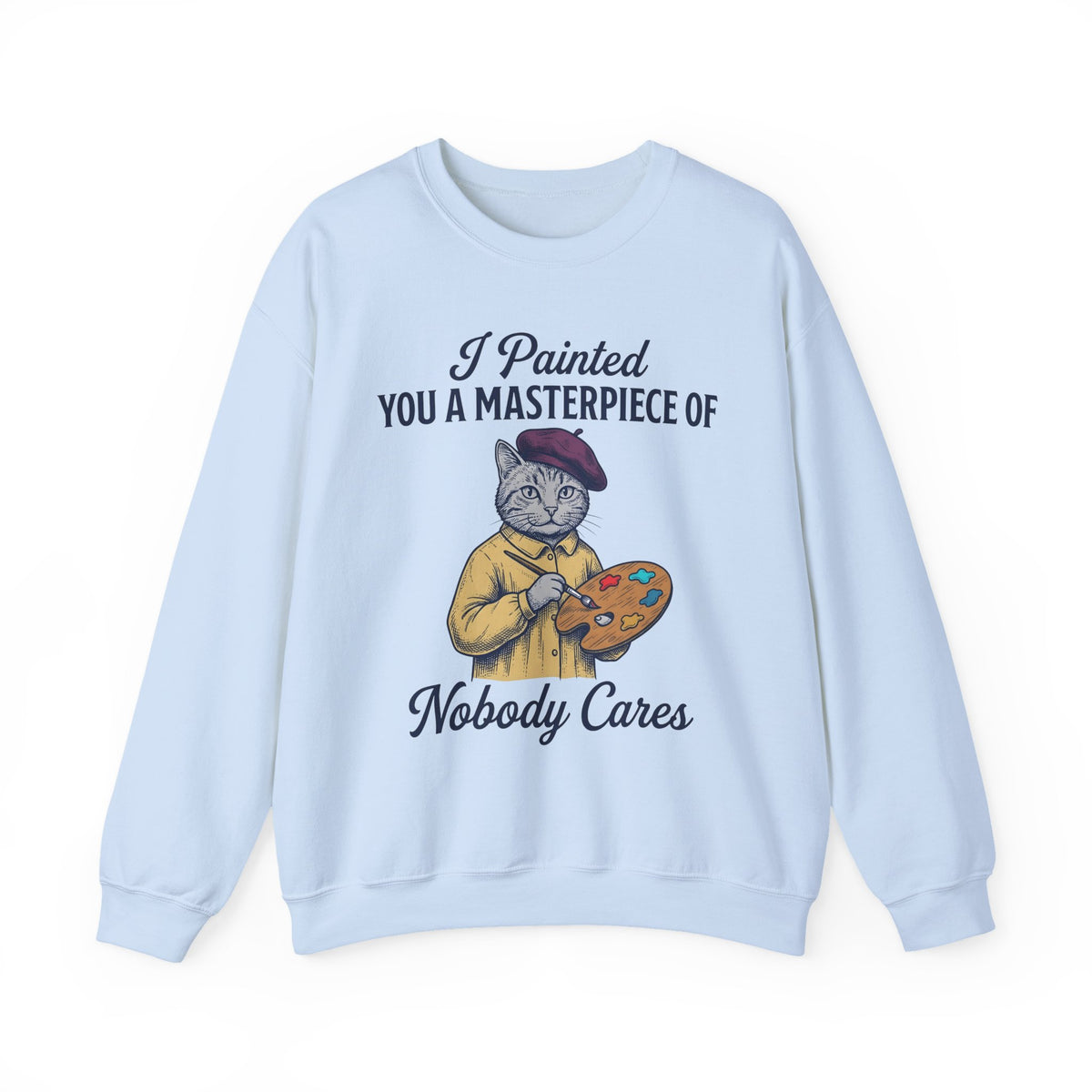 Artist Cat Sweatshirt Cat Humor Gift Women Vintage Sweatshirt Kitty Cat Sweatshirt Feline Fan Retro Sweatshirt Funny Graphic Hand Drawn Paint Palette Sweatshirt