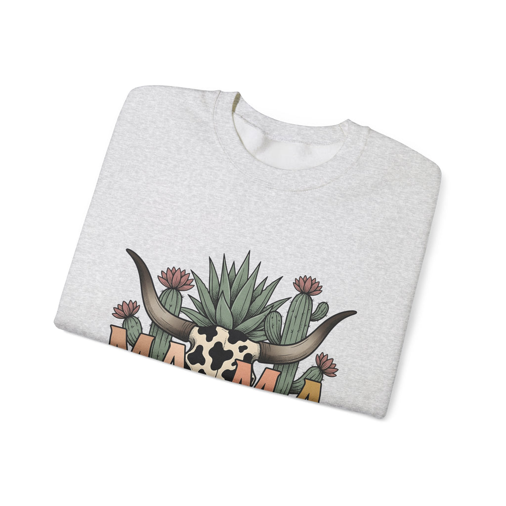 Longhorn Skull Cactus Sweatshirt Moms Plains Gift Women Native Sweatshirt Cactus Sweatshirt Mother Fan Tribal Sweatshirt Prairie Graphic Line Art Desert Plant