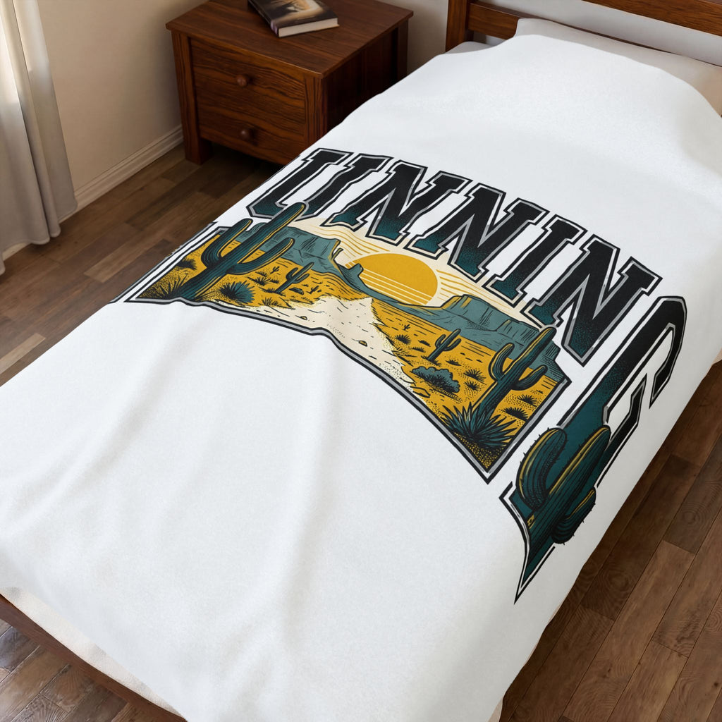 Desert Scene Blanket Running Hiking Gift Women Antique Blanket Desert Blanket Runner Enthusiast Trail Graphic Old School Succulents Blanket