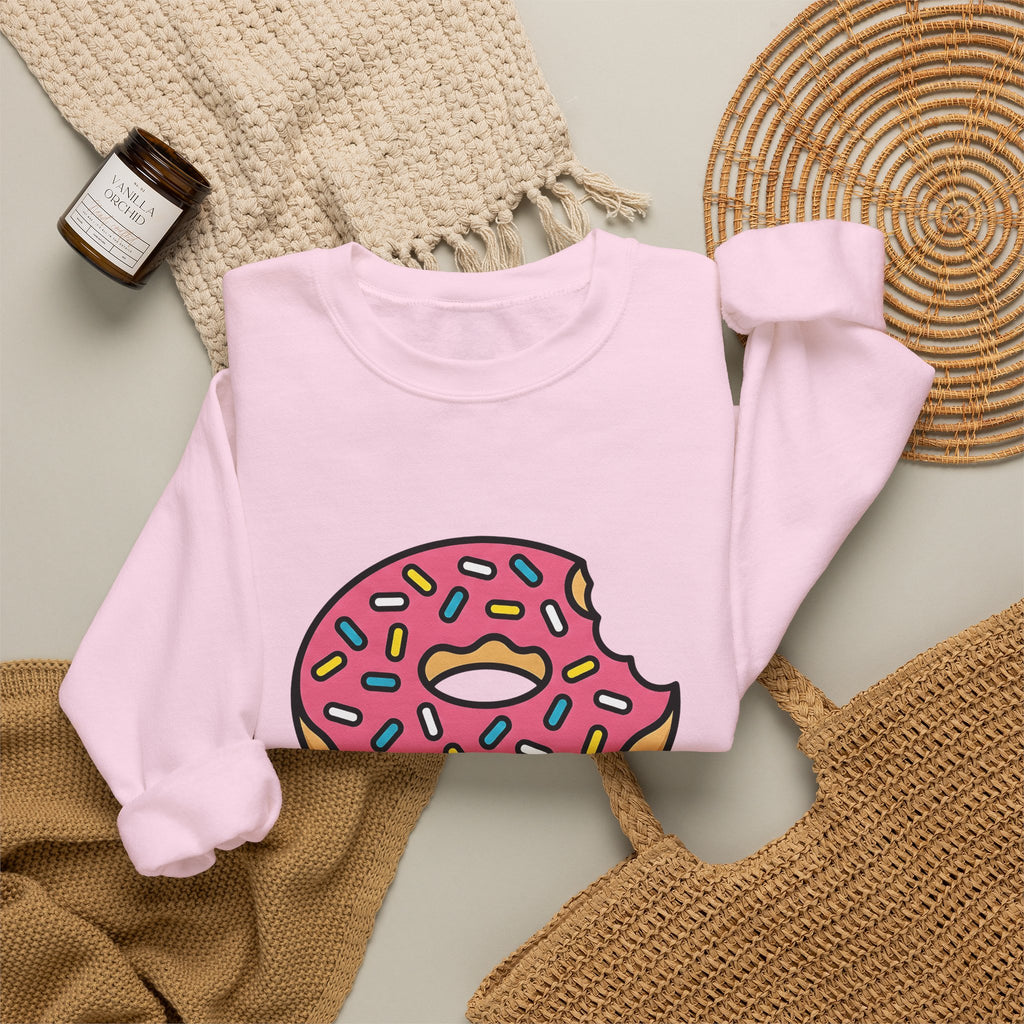 Donut Drawing Sweatshirt Desserts Cuisine Gift Women Charming Sweatshirt Doughnut Sweatshirt Pastry Fan Cartoon Sweatshirt Food Graphic Animation Candy Sweatshirt