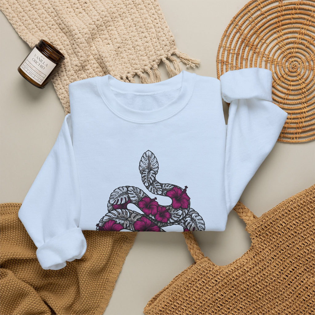 Serpent Flower Sweatshirt Boho Chic Spiritual Gift Women Hippie Sweatshirt Snake Flower Sweatshirt Bohemian Enthusiast Psychedelic Sweatshirt Mystical Graphic