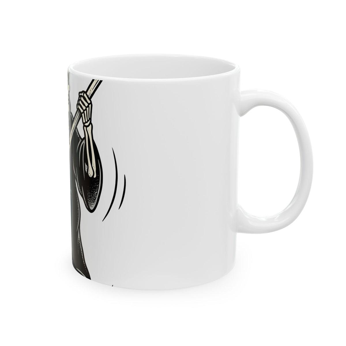 Reaper Skull Mug Halloween Cranium Gift Women Animated Mug Grim Reaper Mug Horror Fan Death Skull Graphic Mug Old School Sickle