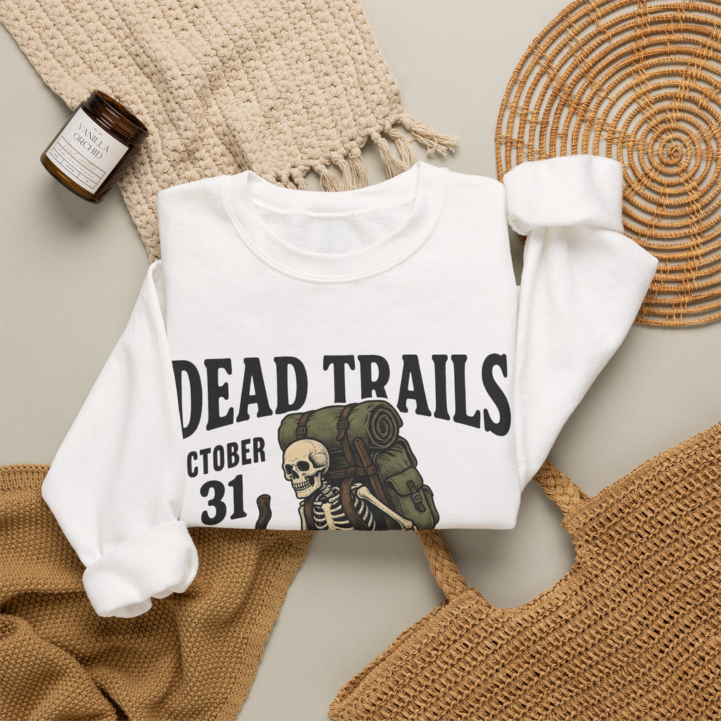 Skull Backpacker Sweatshirt Halloween Outdoors Gift Women Rustic Sweatshirt Backpacker Sweatshirt Horror Fan Spooky Sweatshirt Adventure Graphic Classic