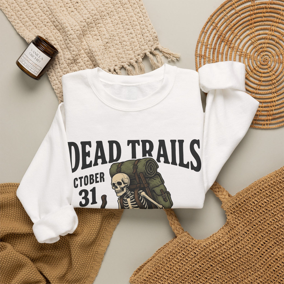 Skull Backpacker Sweatshirt Halloween Outdoors Gift Women Rustic Sweatshirt Backpacker Sweatshirt Horror Fan Spooky Sweatshirt Adventure Graphic Classic