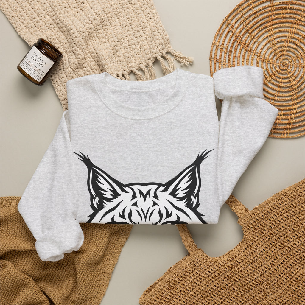 Lynx Head Sweatshirt Cat Wildlife Gift Women Bold Line Art Sweatshirt Bobcat Sweatshirt Cat Fan Line Art Sweatshirt Wildlife Graphic Tribal Wildcat Sweatshirt