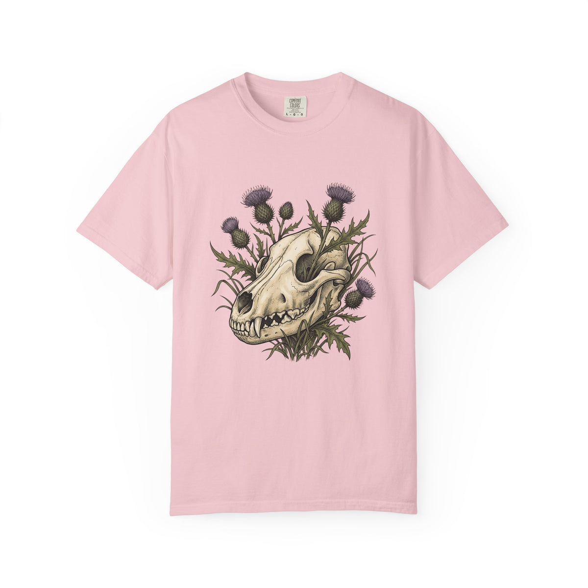 Animal Skull T-Shirt Animals & Flowers Spooky Gift Women Sketch T-Shirt Cranium T-Shirt Wildlife Fan Illustration Graphic T-Shirt Hand Drawn