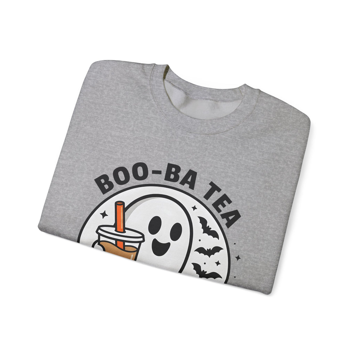 Ghost Bubble Tea Sweatshirt Halloween Cuisine Gift Women Charming Sweatshirt Boba Sweatshirt Halloween Fan Cute Sweatshirt Food Graphic Animated Bats