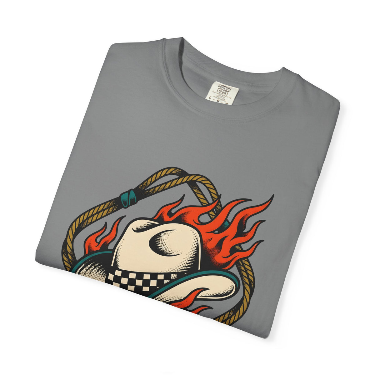 Cowboy Hat T-Shirt Cowgirl Western Gift Women Tattoo Art T-Shirt Stetson T-Shirt Rodeo Fan Tattooed T-Shirt Country Graphic Vintage Flames T-Shirt