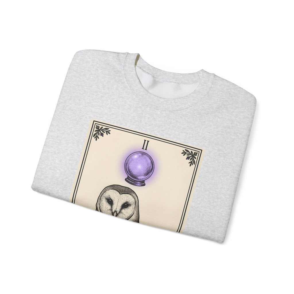 Barn Owl Sweatshirt Boho Chic Magic Gift Women Oracle Sweatshirt Owl Sweatshirt Bohemian Fan Mystic Sweatshirt Magical Graphic Hand Drawn Glass Sphere Sweatshirt