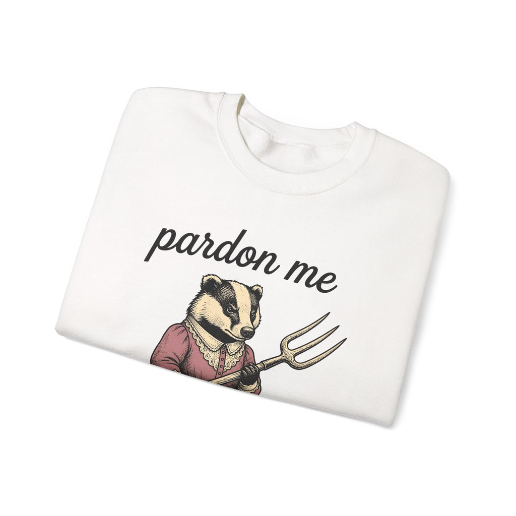 Badger Attire Sweatshirt Funny Critter Gift Women Rustic Sweatshirt Badger Sweatshirt Humor Fan Folk Sweatshirt Animal Graphic Doodle Fork Tool Sweatshirt