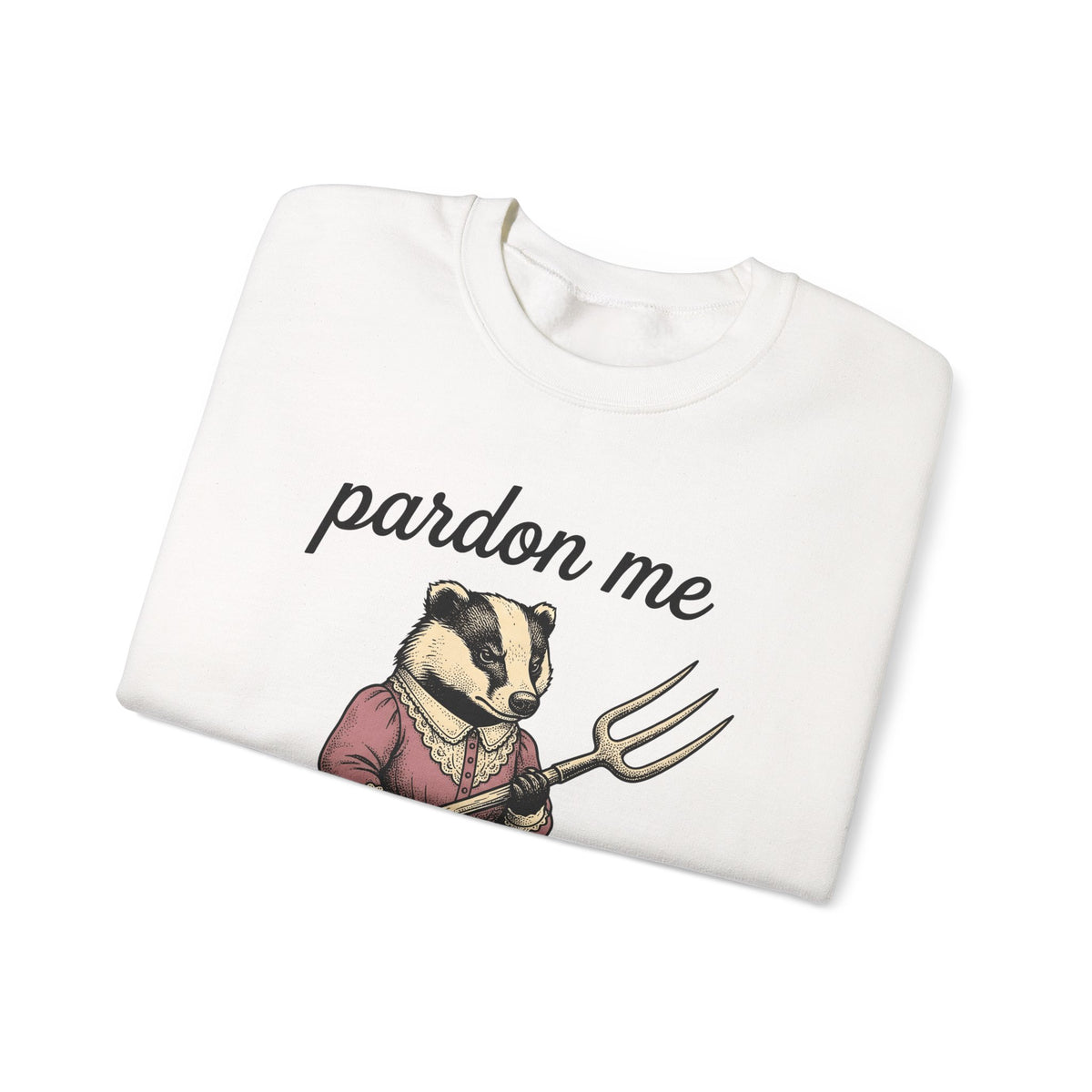 Badger Attire Sweatshirt Funny Critter Gift Women Rustic Sweatshirt Badger Sweatshirt Humor Fan Folk Sweatshirt Animal Graphic Doodle Fork Tool Sweatshirt