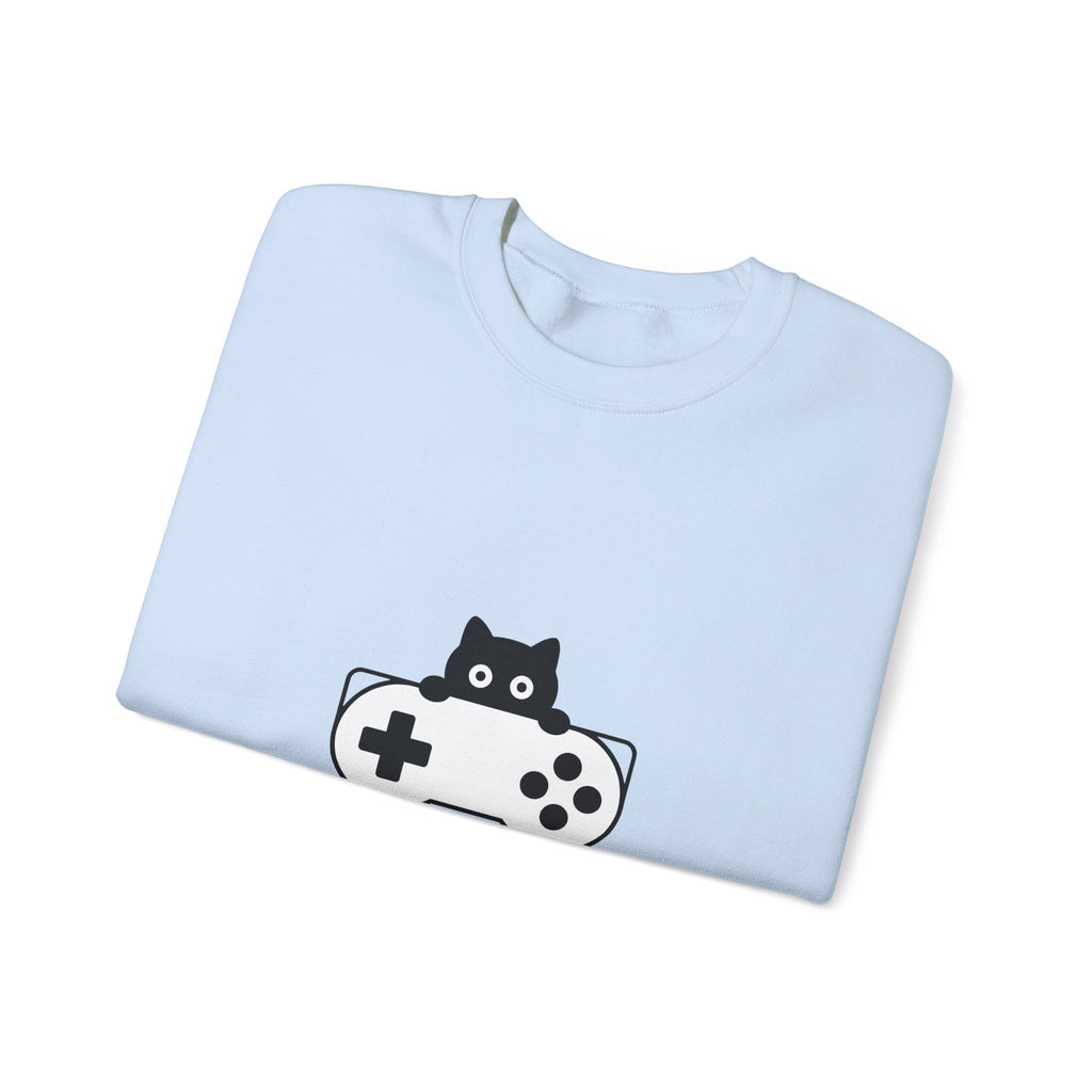 Cat Game Controller Sweatshirt Cat Gaming Gift Women Minimalist Sweatshirt Gamepad Sweatshirt Feline Fan Gamer Graphic Gamer Design Modern Video Game