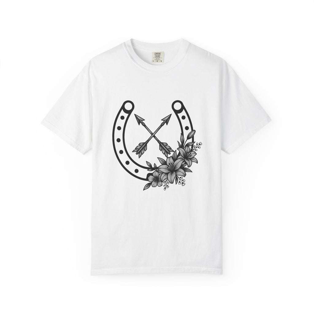 Horseshoe Arrows T-Shirt Cowgirl Cowboy Gift Women Tribal T-Shirt Arrowheads T-Shirt Rodeo Fan Native T-Shirt Cowboy Graphic Classic Blossoms