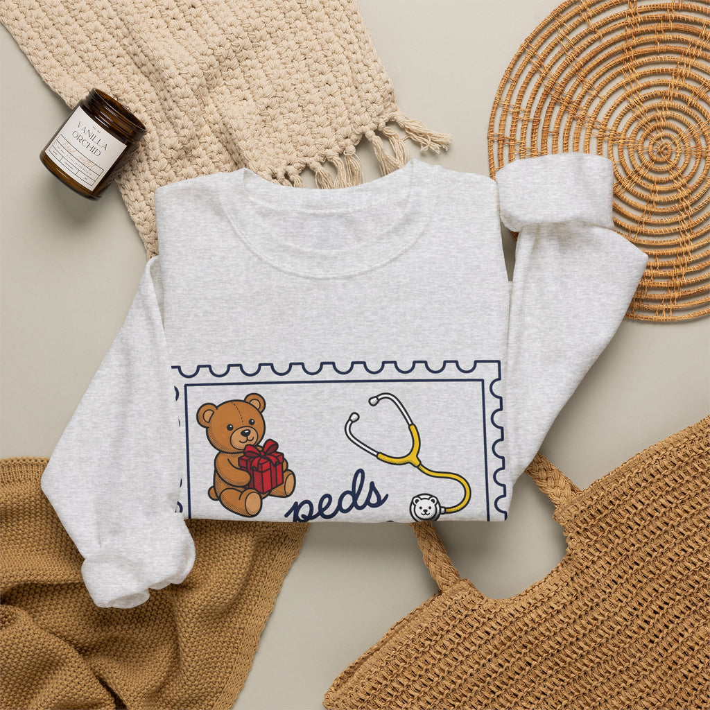 Teddy Bear Sweatshirt Nurse Christmas Gift Women Cartoon Sweatshirt Teddy Sweatshirt Healthcare Enthusiast Comic Sweatshirt Winter Graphic Retro Stethoscope
