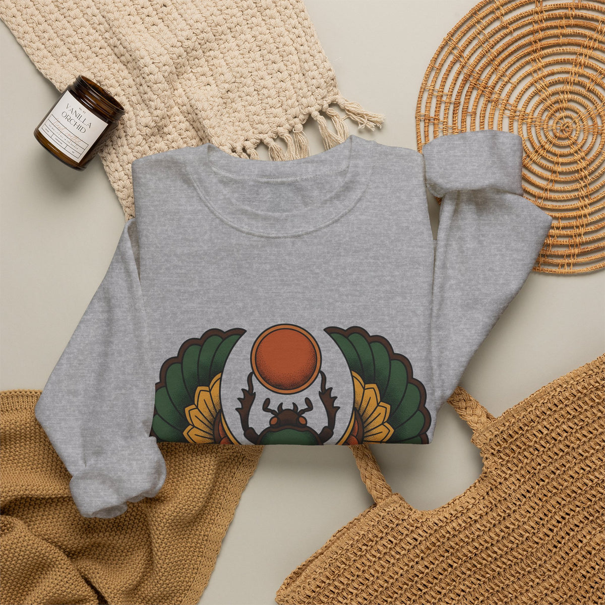 Beetle Bug Sweatshirt Boho Chic Chakra Gift Women Minimalist Sweatshirt Scarab Sweatshirt Bohemian Enthusiast Simple Sweatshirt Energy Graphic Hand Drawn Sun