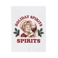 Cheerful Woman Wine Blanket Christmas Fun Gift Women Cartoon Blanket Wine Blanket Xmas Fan Comic Blanket Humor Graphic Line Art Winter Greenery