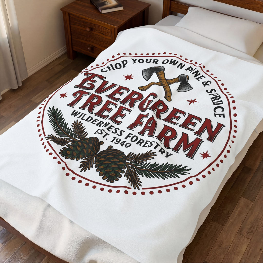 Pine Tree Farm Blanket Christmas Outdoors Gift Women Vintage Blanket Tree Farm Blanket Xmas Enthusiast Distressed Blanket Wilderness Graphic Retro