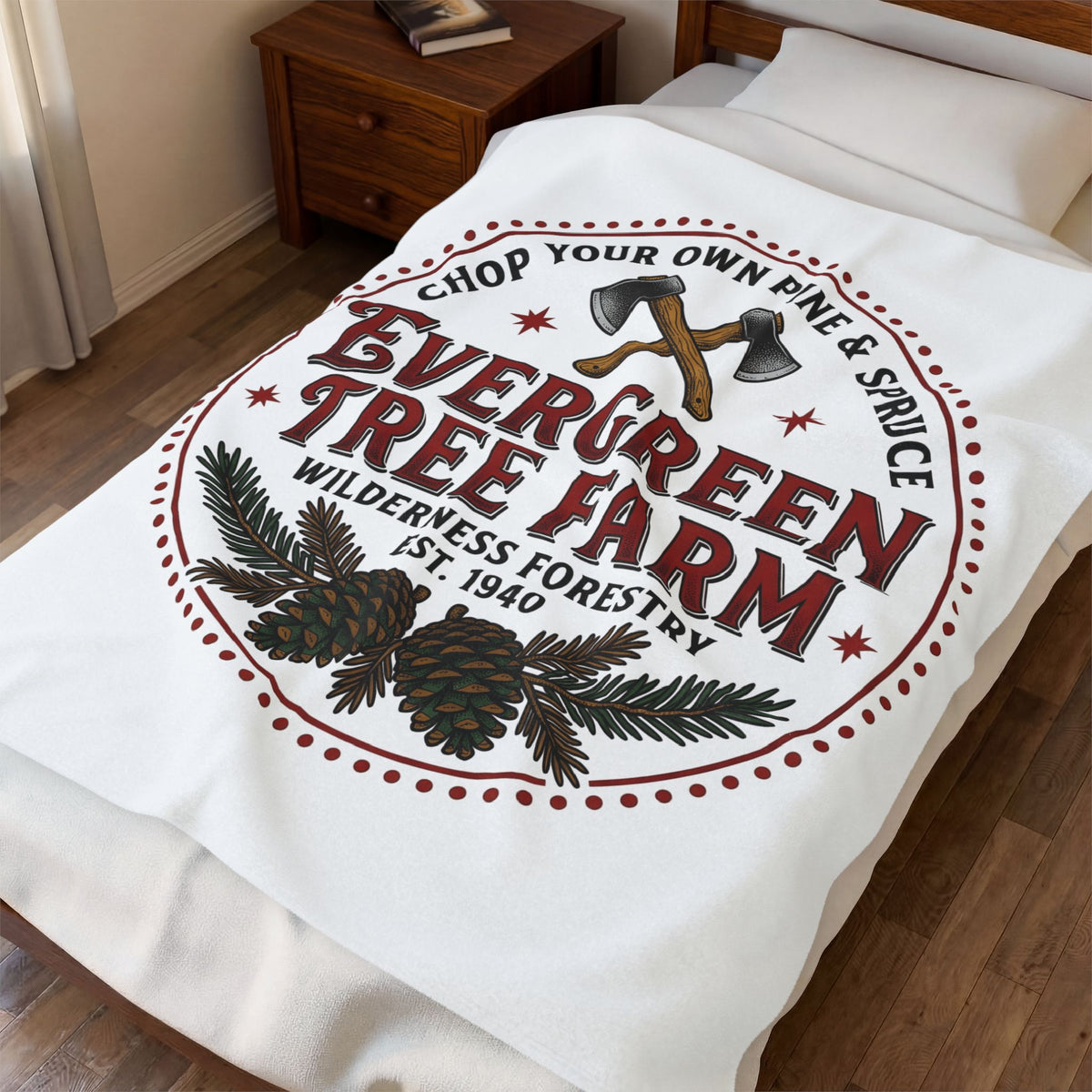 Pine Tree Farm Blanket Christmas Outdoors Gift Women Vintage Blanket Tree Farm Blanket Xmas Enthusiast Distressed Blanket Wilderness Graphic Retro