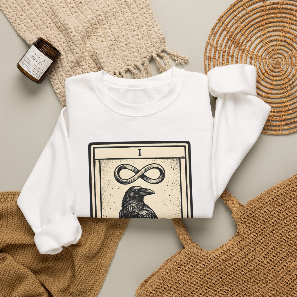 Raven Tarot Deck Sweatshirt Boho Chic Occult Gift Women Old School Sweatshirt Tarot Card Sweatshirt Bohemian Fan Vintage Sweatshirt Mystical Graphic Enchanted