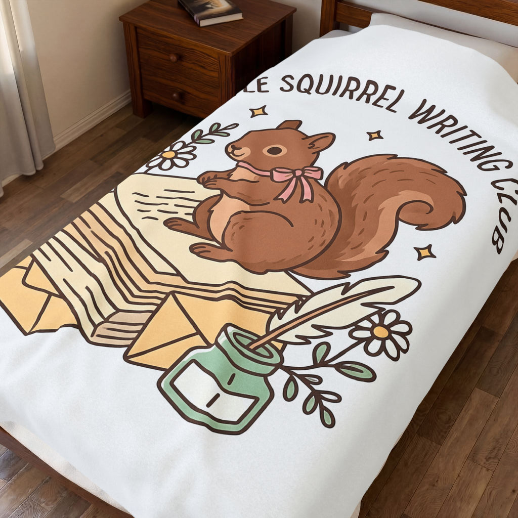 Squirrel Tower Papers Blanket Writing Critter Gift Women Playful Blanket Paper Tower Blanket Author Fan Stationery Blanket Animal Graphic Line Art