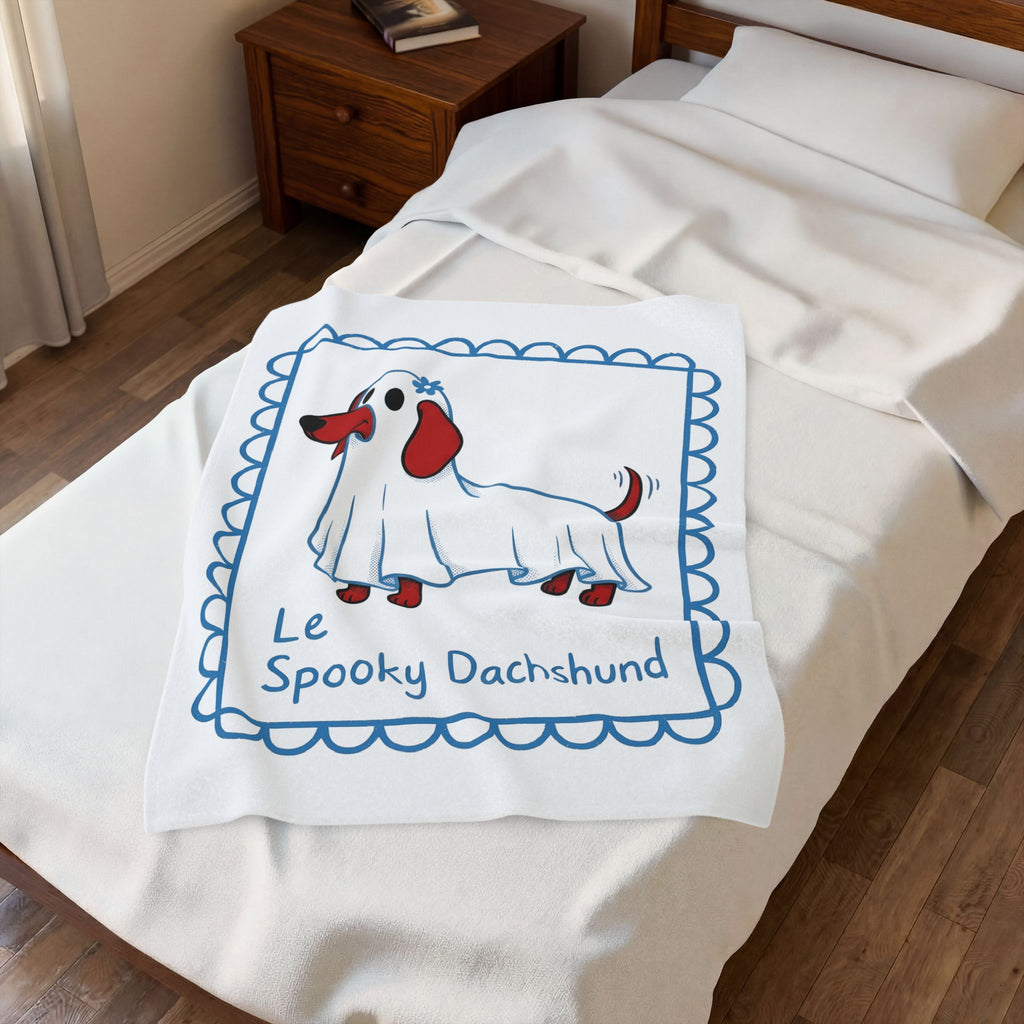 Dachshund Ghost Halloween Dog Gift Cartoon Wiener Blanket