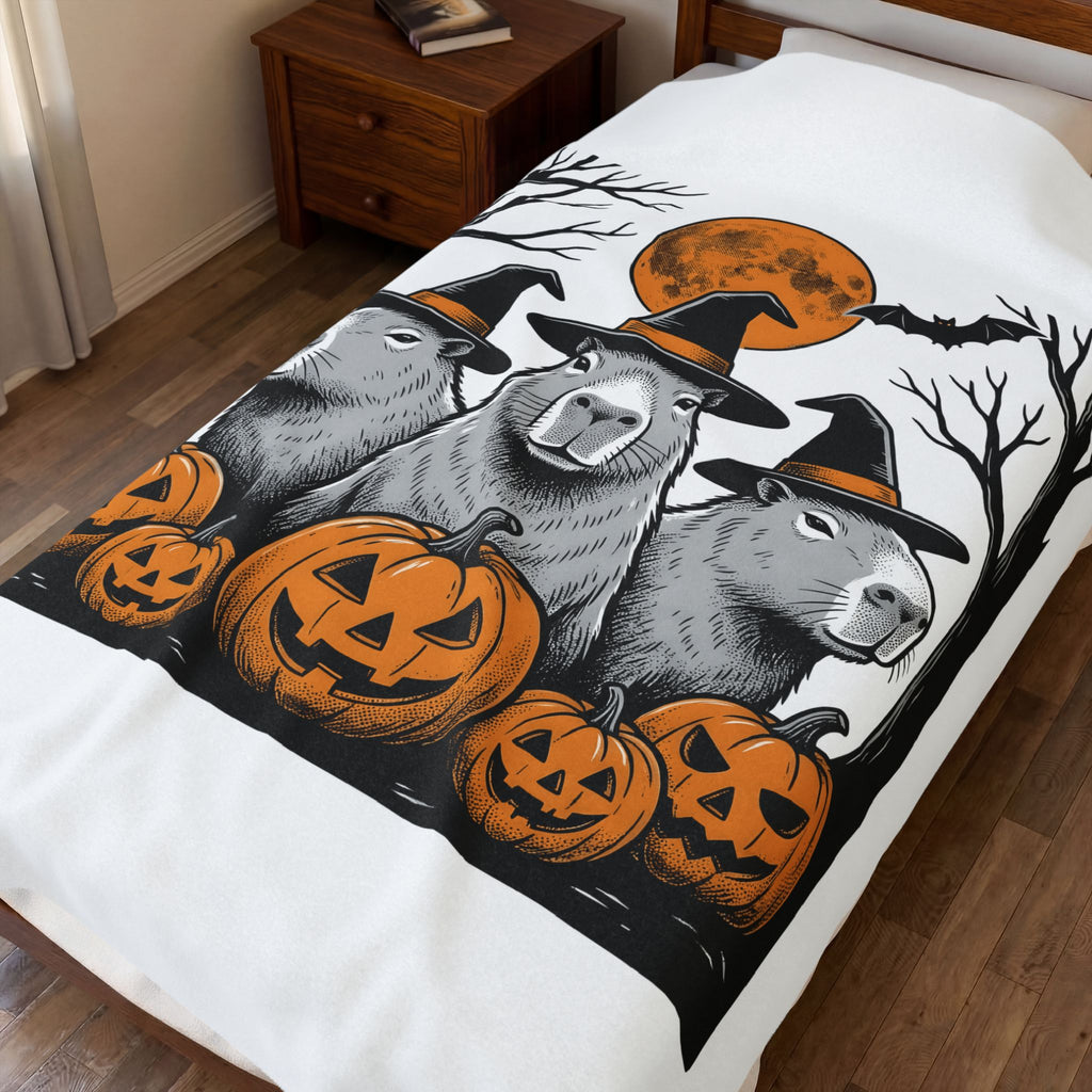 Capybara Wizard Blanket Halloween Wildlife Gift Women Horror Blanket Rodent Blanket Halloween Fan Spooky Blanket Animal Graphic Retro Carved