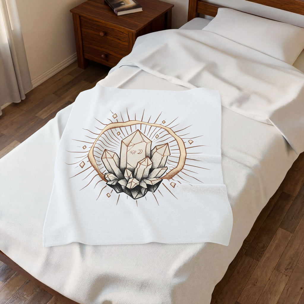 Quartz Cluster Blanket Boho Chic Mystic Gift Women Bohemian Blanket Crystal Cluster Blanket Boho Fan Hippie Blanket Spiritual Graphic Shabby Chic
