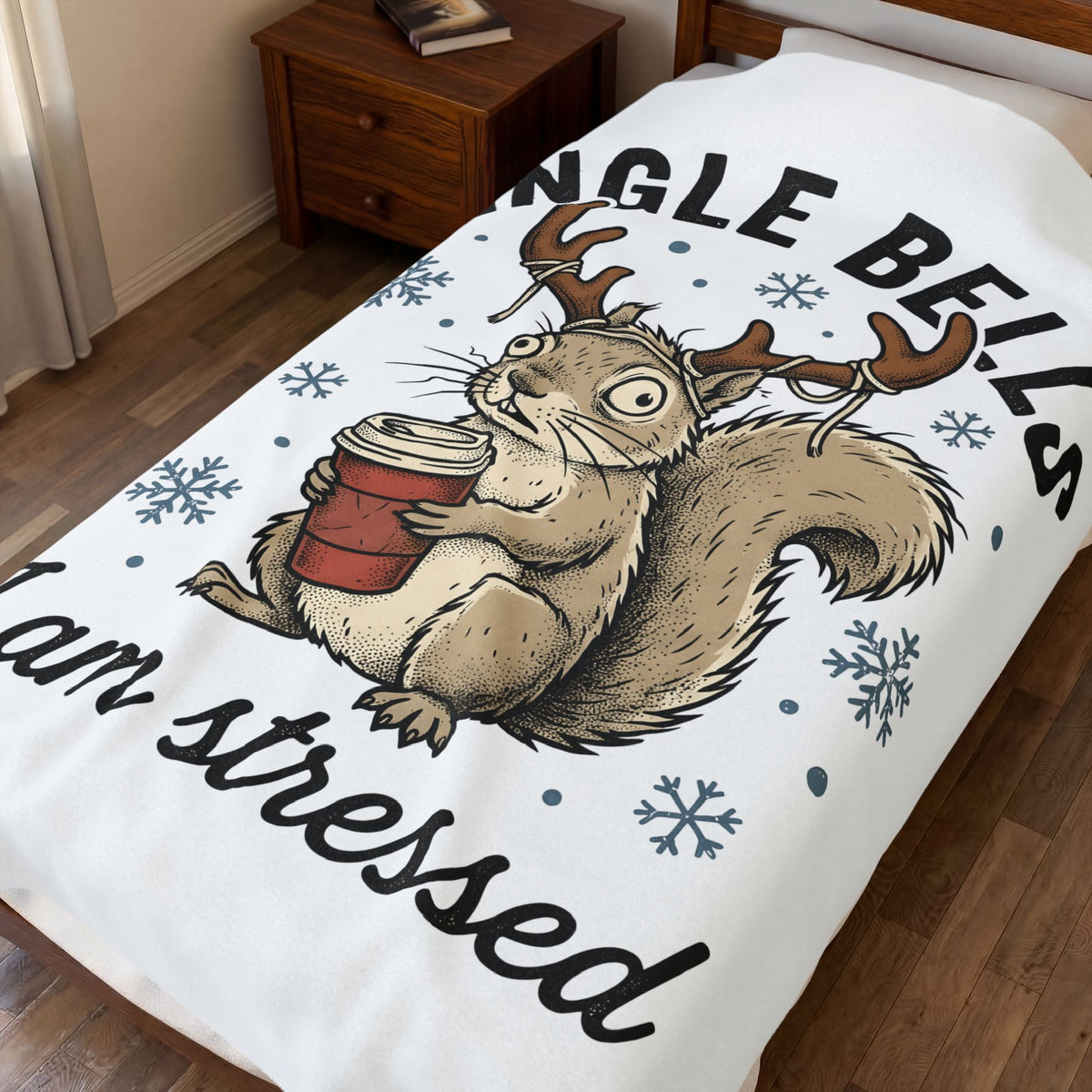 Tree Squirrel Coffee Blanket Christmas Fauna Gift Women Line Art Blanket Squirrel Coffee Blanket Xmas Fan Squirrel Illustration Wildlife Graphic