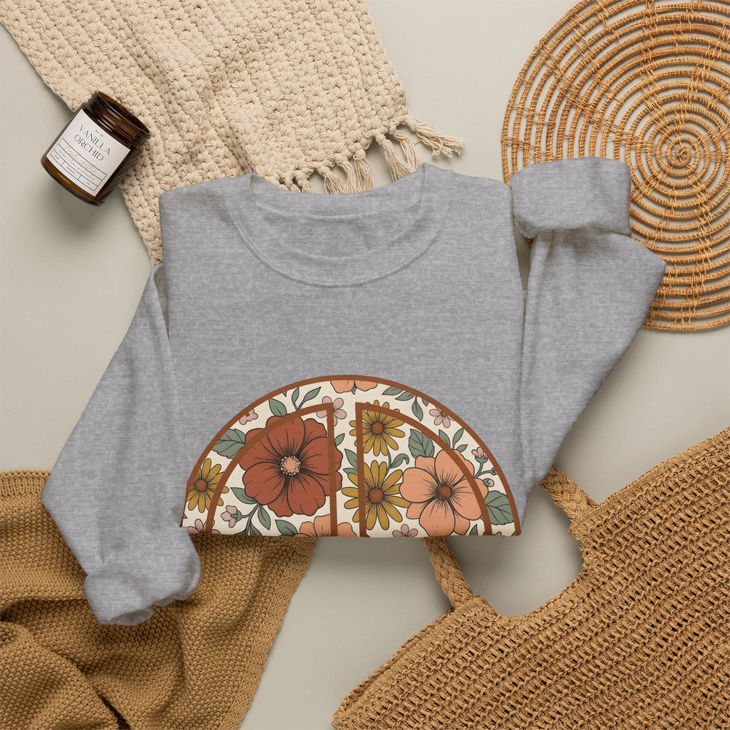 Peace Hand Flower Sweatshirt Boho Chic Psychedelic Gift Women Folk Sweatshirt Peace Sign Sweatshirt Hippie Fan Bohemian Sweatshirt Trippy Graphic Classic