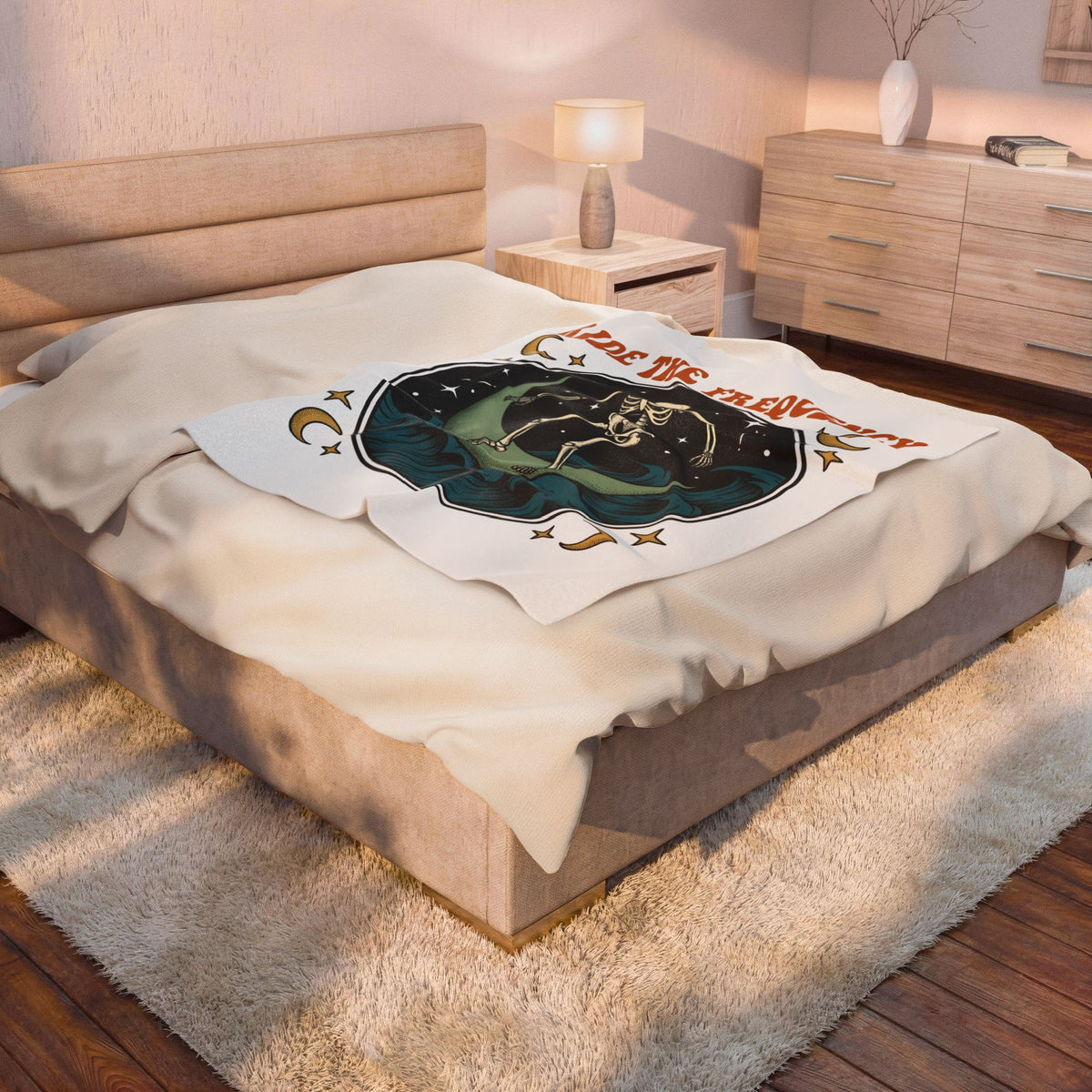Skeleton Wave Riding Surfing Universe Gift Nostalgic Surfing Surfer Surf Enthusiast Retro Galaxy Classic Blanket