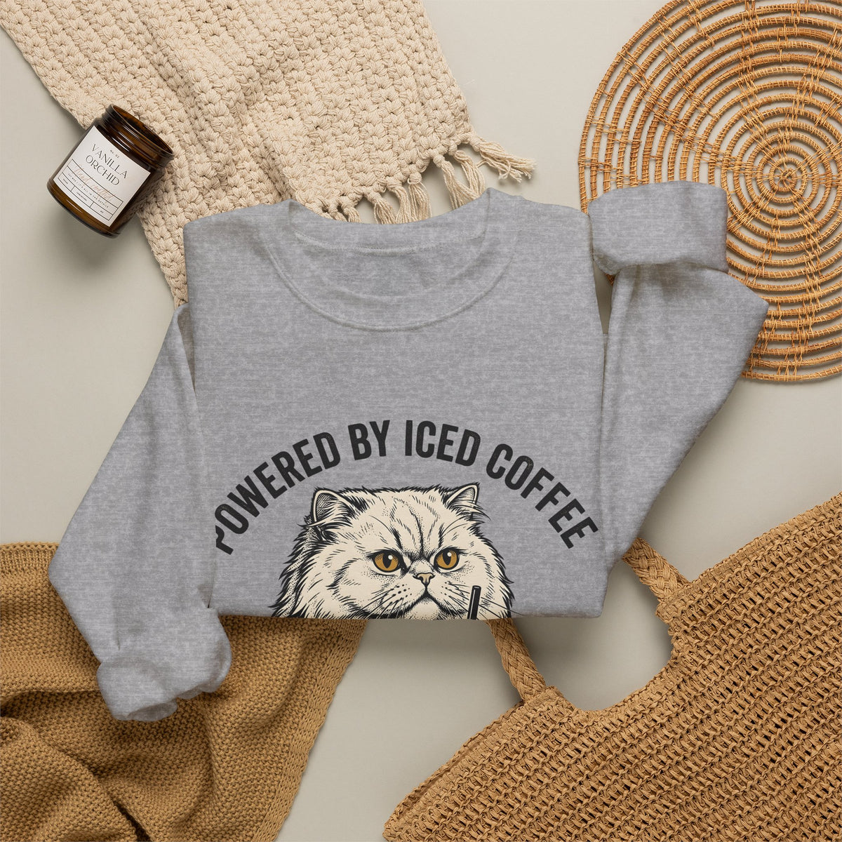 Persian Cat Coffee Sweatshirt Coffee Animals Gift Women Hand Drawn Sweatshirt Persian Cat Sweatshirt Coffee Fan Illustrated Sweatshirt Pet Graphic Vintage Iced