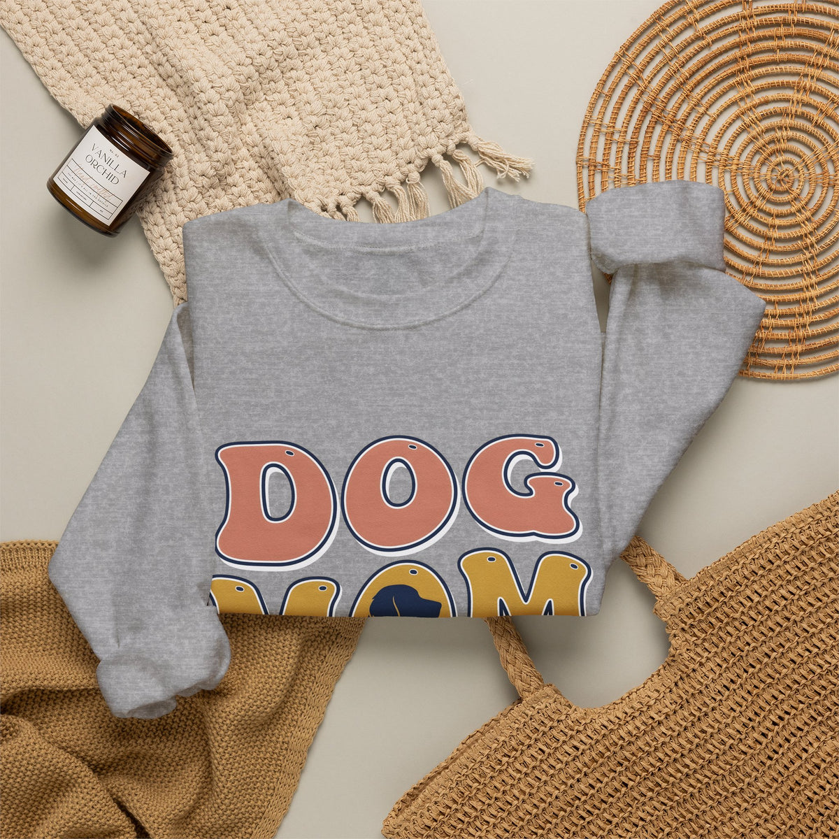 Dog Outline Sweatshirt Dog Mom Animal Gift Women Vintage Sweatshirt Puppy Sweatshirt Dog Mom Fan Retro Sweatshirt Creature Graphic Minimalist Large Text Sweatshirt