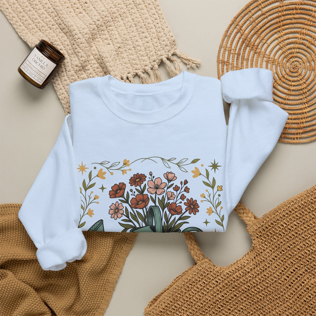Watering Can Bouquet Sweatshirt Teacher Horticulture Gift Women Line Art Sweatshirt Flower Arrangement Sweatshirt Educator Enthusiast Illustration Design