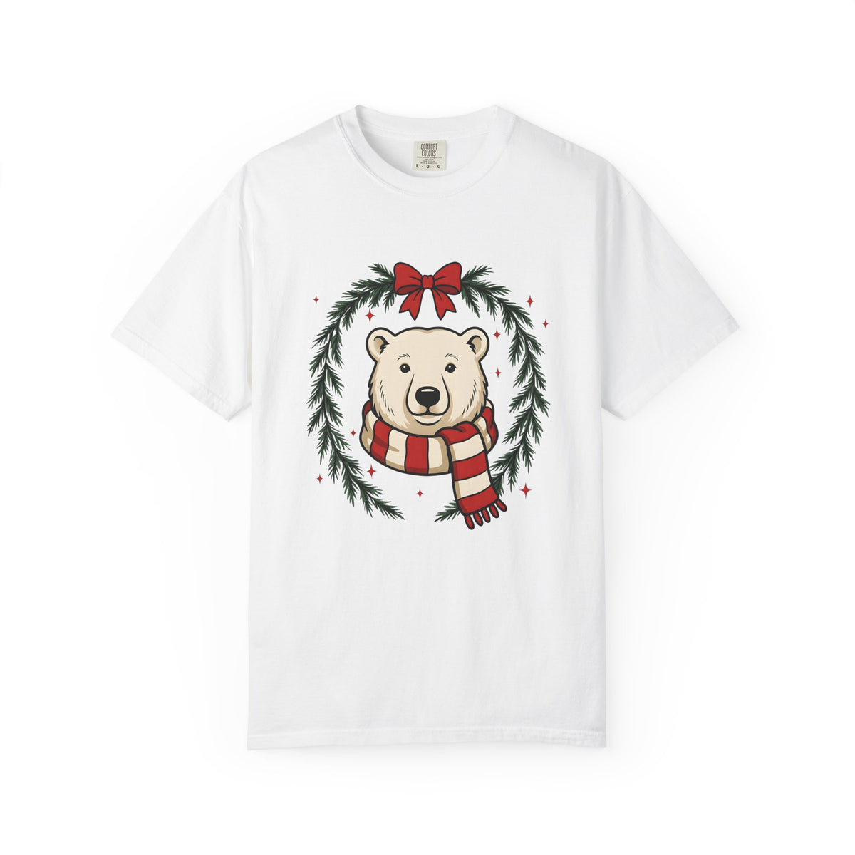 Arctic Bear T-Shirt Christmas Wildlife Gift Women Comic T-Shirt Polar Bear T-Shirt Xmas Fan Cartoon T-Shirt Animal Graphic Sketch Garland T-Shirt