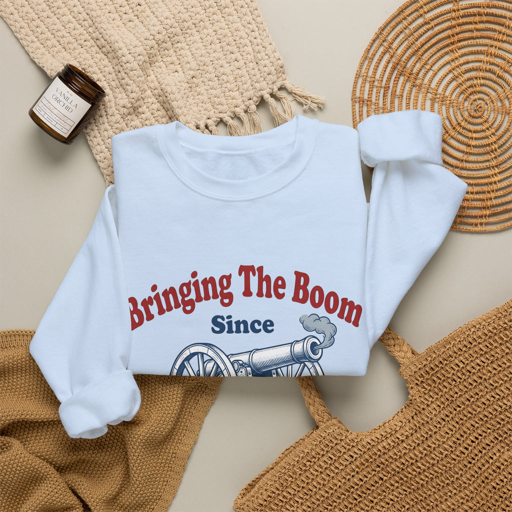 Cannon Illustration Sweatshirt 4th Of July America Gift Women Retro Sweatshirt Artillery Sweatshirt Fireworks Fan Vintage Sweatshirt Patriotic Graphic Sketch