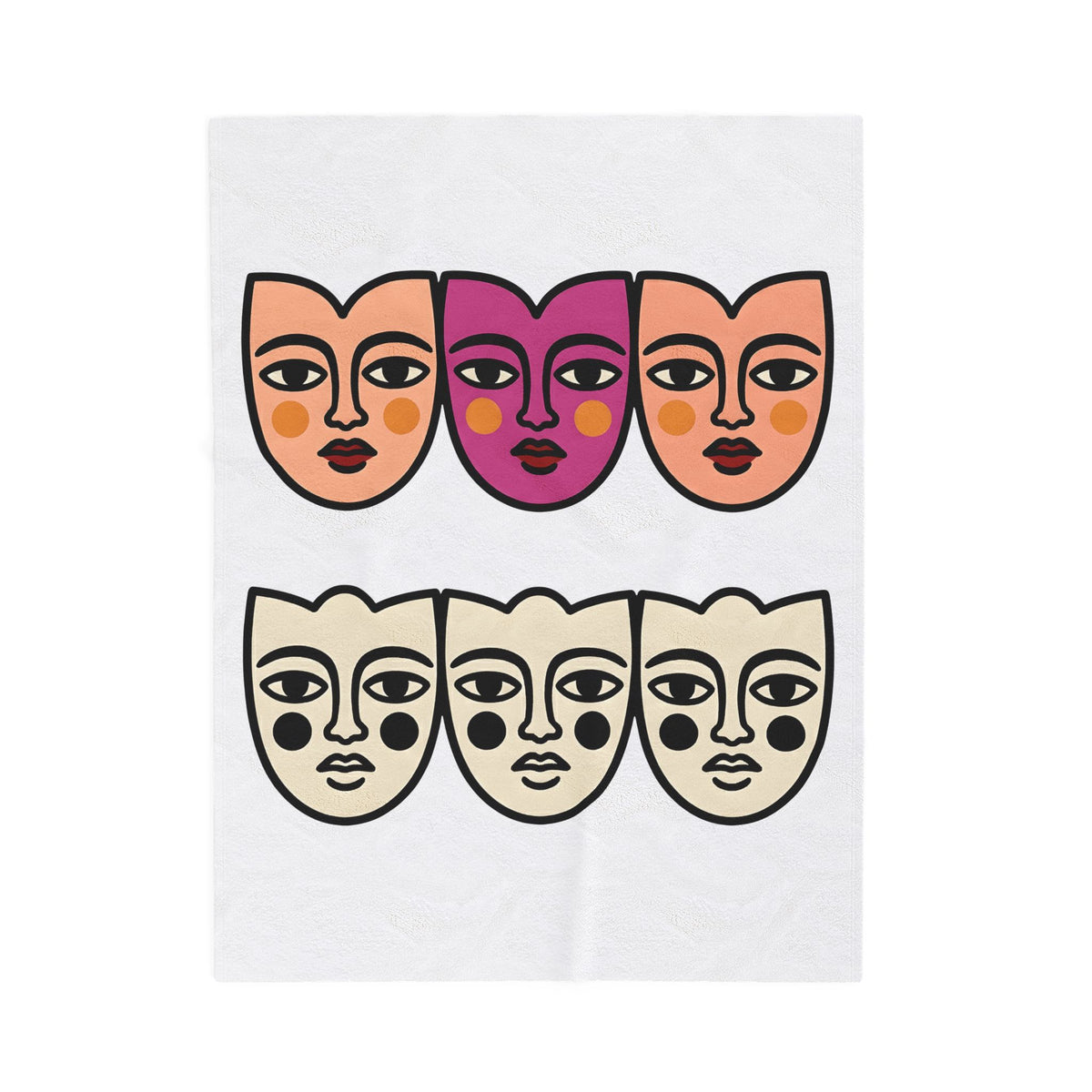 Abstract Faces Blanket Abstract Art Gift Women Modern Blanket Faces Blanket Art Fan Contemporary Blanket Artistic Graphic Minimal Bold Outlines
