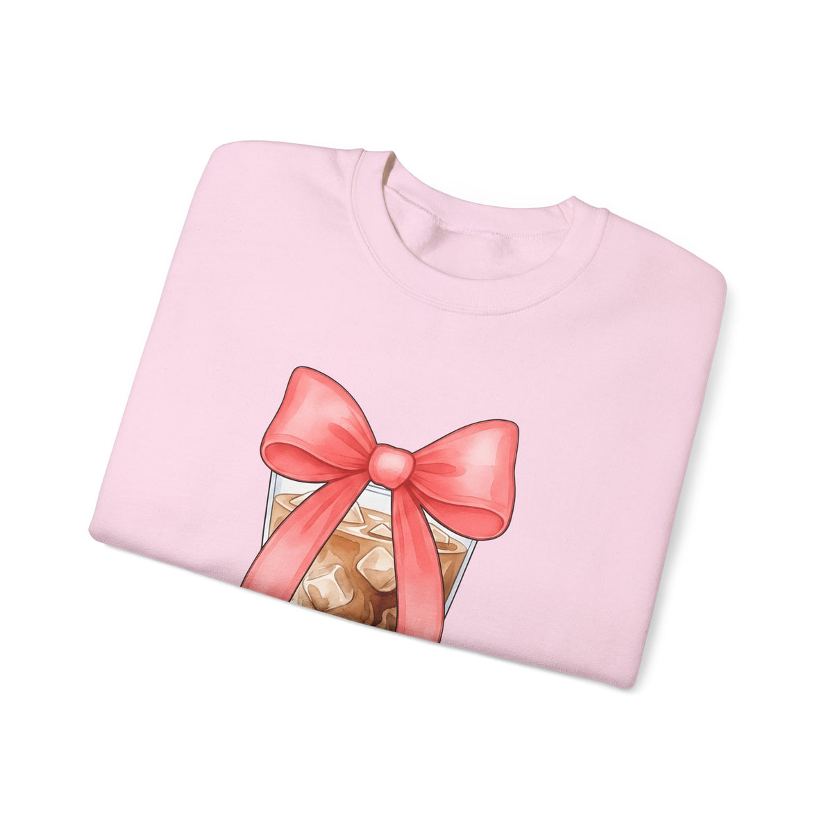 Iced Coffee Sweatshirt Coffee Mom Gift Women Watercolor Sweatshirt Cold Brew Sweatshirt Coffee Fan Watercolour Sweatshirt Mother Graphic Hand Drawn Pink Bow