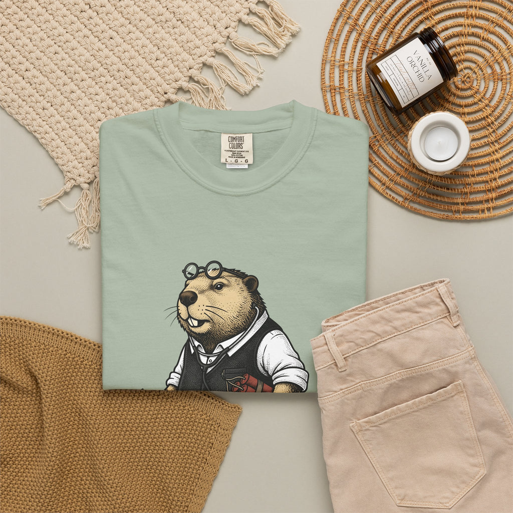 Beaver Apparel T-Shirt Funny Fauna Gift Women Caricature T-Shirt Beaver T-Shirt Humor Fan Cartoon T-Shirt Wildlife Graphic Old School Cash Money
