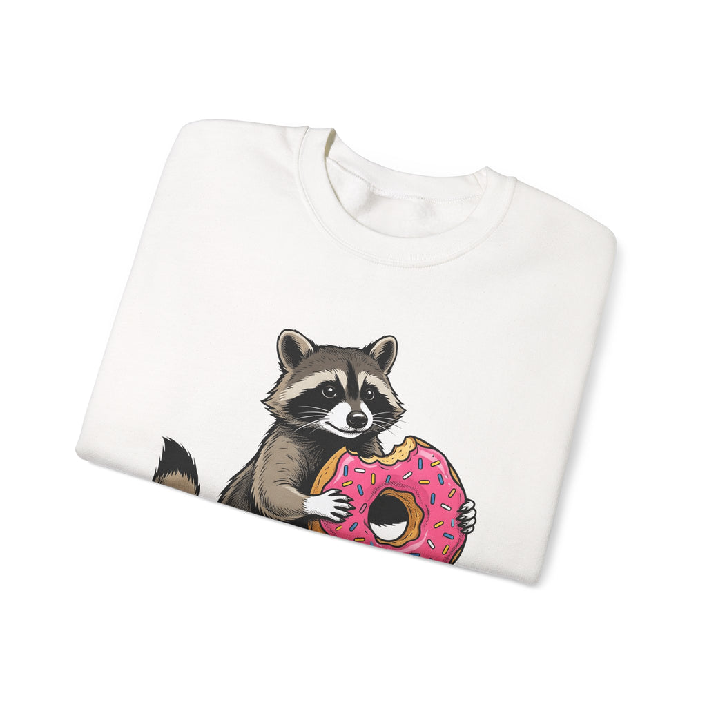 Raccoon Donut Desserts Animal Gift Cartoon Donut Pastry Fan Comic Wildlife Hand Drawn Sprinkles Sweatshirt