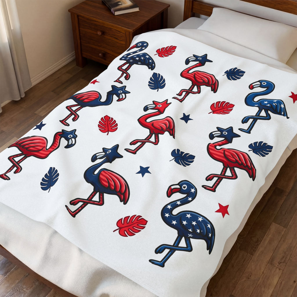Flag Flamingo Blanket 4th Of July Holiday Gift Women Cartoonish Blanket Flamingo Blanket Independence Day Fan Retro Blanket Celebration Graphic Old