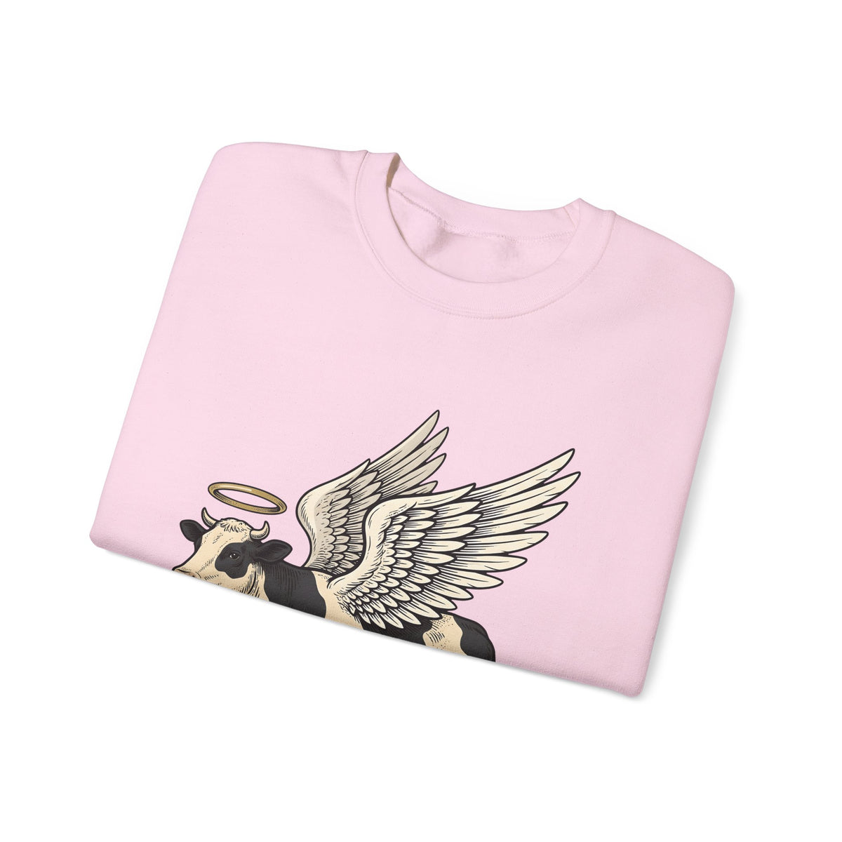 Flying Cow Sweatshirt Funny Pet Gift Women Retro Sweatshirt Cowboy Sweatshirt Humor Fan Vintage Sweatshirt Animal Graphic Sketch Halo Sweatshirt