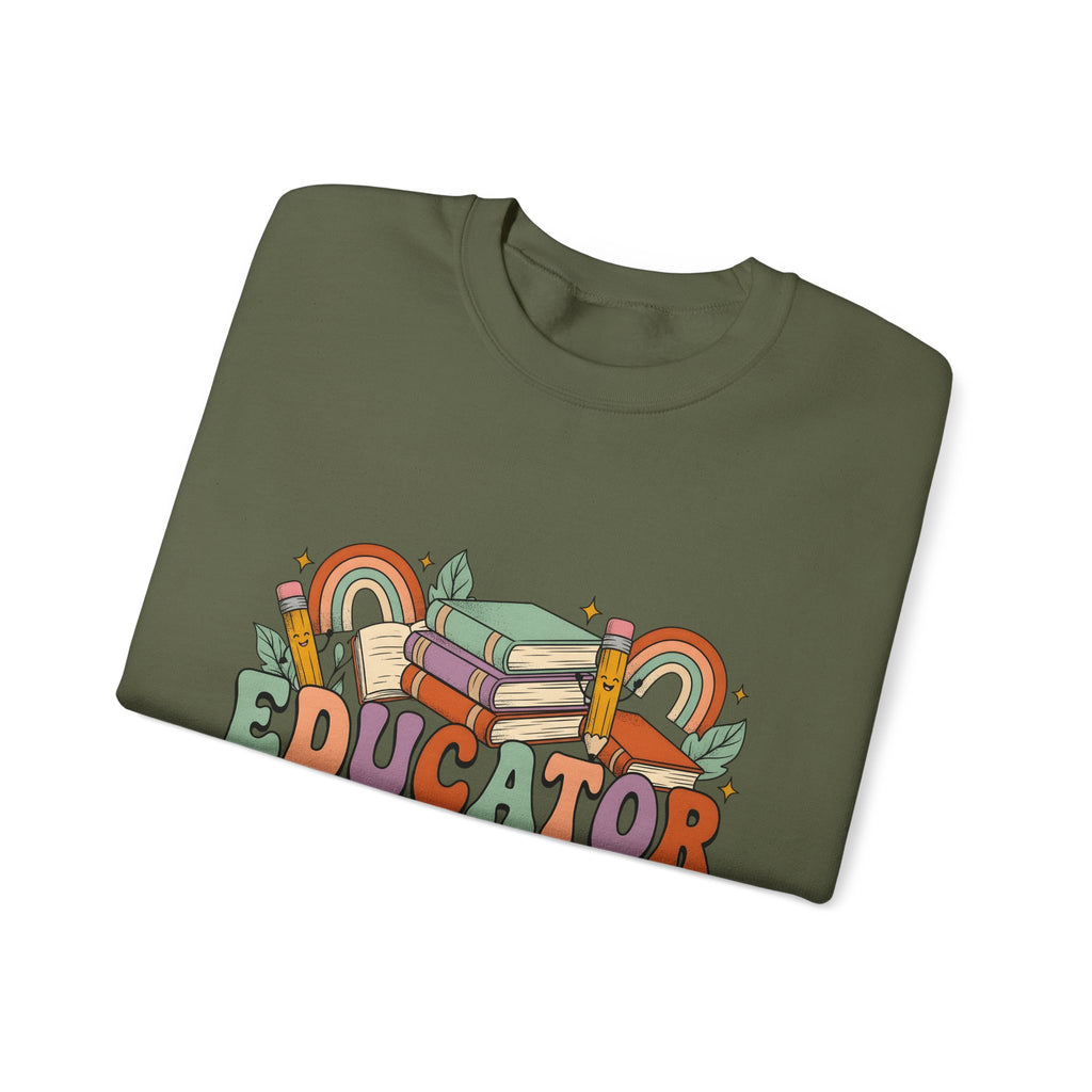 Books Pencils Sweatshirt Teacher School Gift Women Cartoon Sweatshirt Stationery Sweatshirt Educator Enthusiast Comic Sweatshirt Classroom Graphic Retro