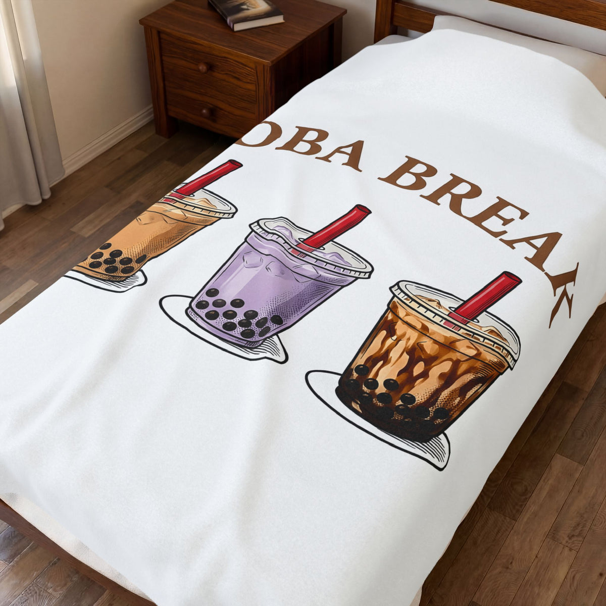 Pearl Tea Blanket Boba Snack Gift Women Doodle Blanket Bubble Tea Blanket Boba Fan Milk Tea Blanket Munchie Graphic Graphic Beverage Cup Blanket