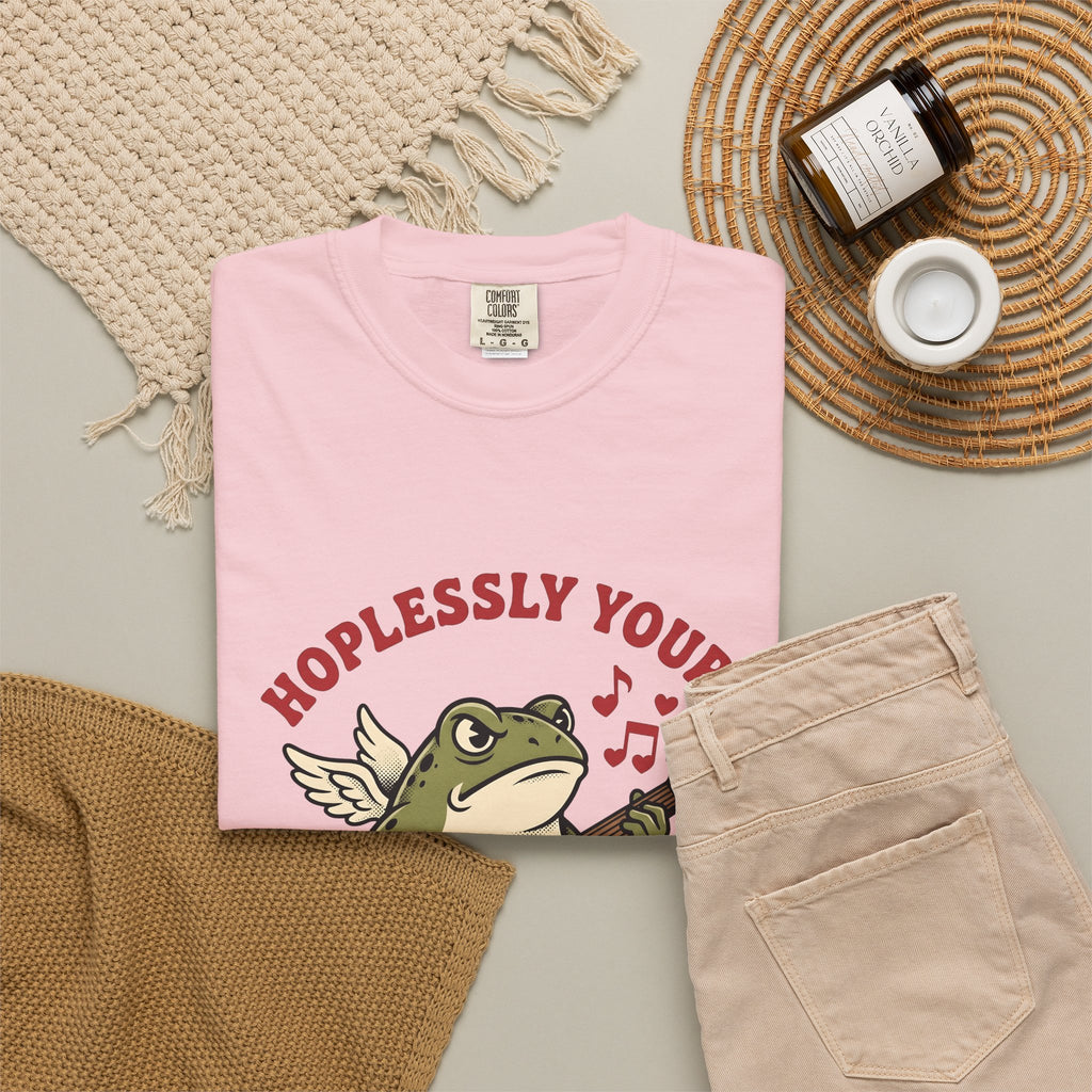 Wings Frog Guitar T-Shirt St. Valentine's Day Pets Gift Women Sketch T-Shirt Guitarist T-Shirt Valentine Fan Doodle T-Shirt Animal Graphic Old