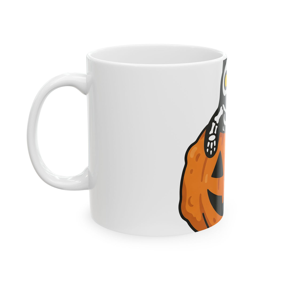 Skeleton Cat Pumpkin Mug Halloween Spooky Gift Women Cartoon Mug Cat Pumpkin Mug Horror Fan Cute Mug Creepy Graphic Minimalist Jack