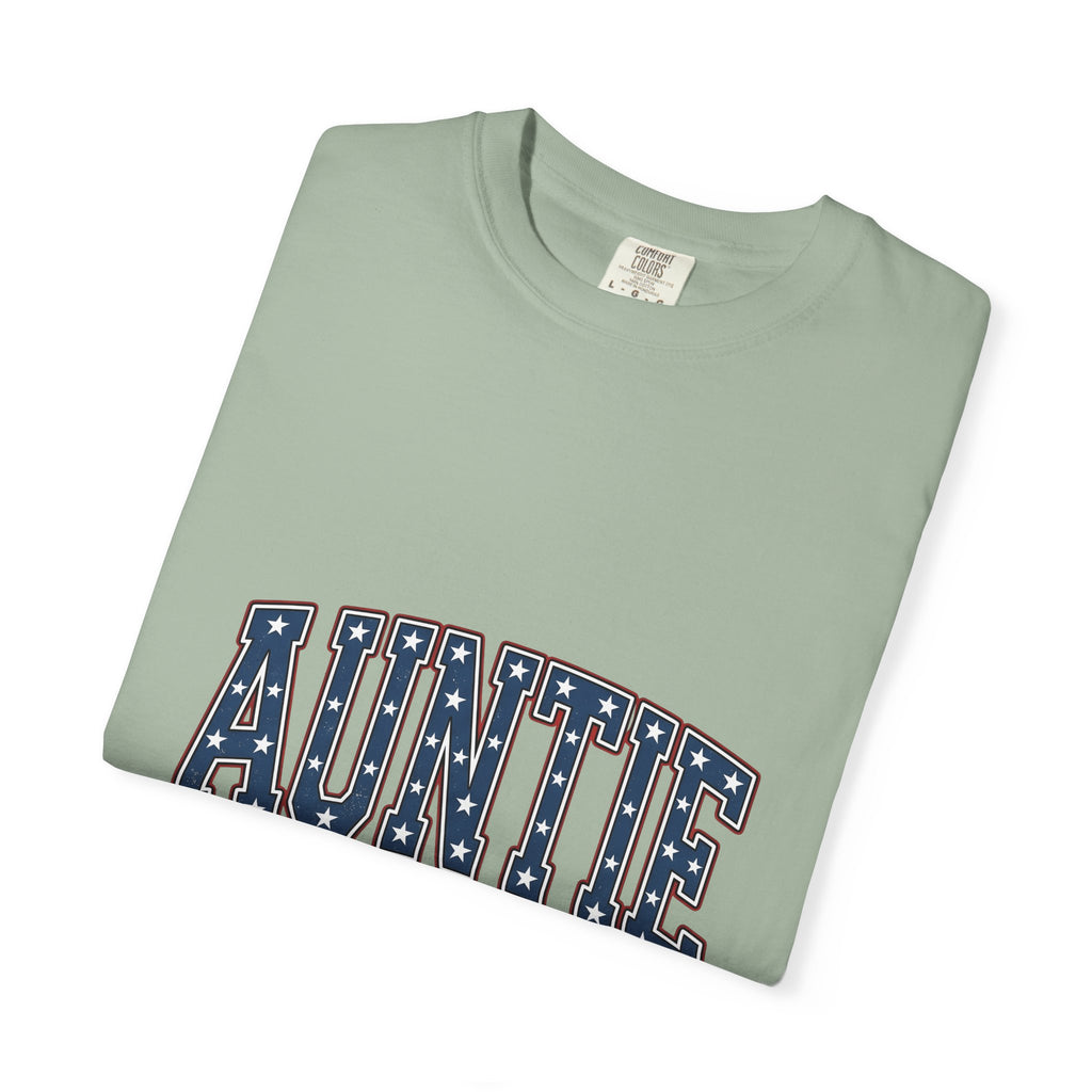 Curved College Lettering T-Shirt 4th Of July Relatives Gift Women American T-Shirt Monogram T-Shirt Independence Day Enthusiast Vintage T-Shirt