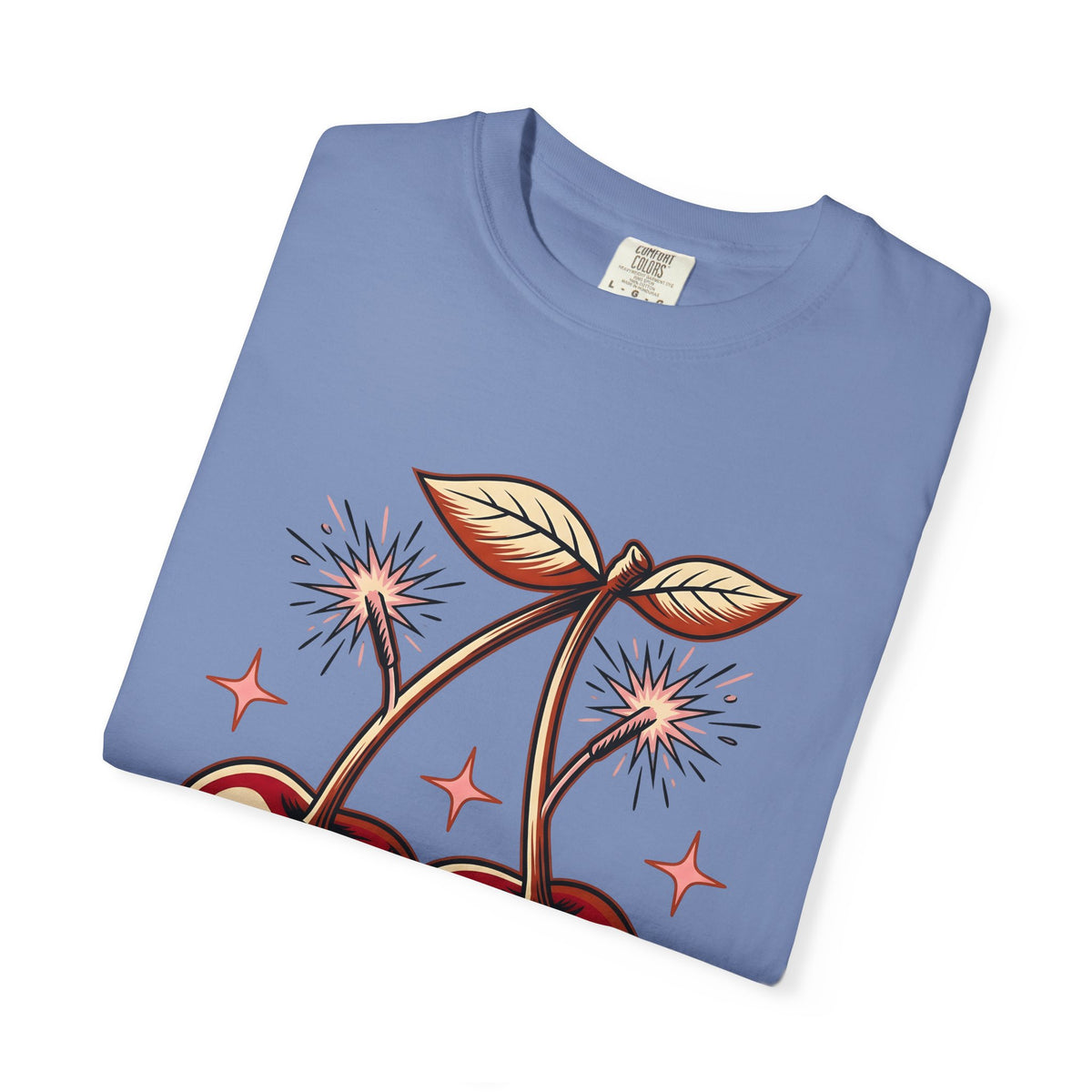 Cherry Firecrackers T-Shirt 4th Of July Vacation Gift Women Hand Drawn T-Shirt Fireworks T-Shirt Independence Day Fan Firework T-Shirt Travel