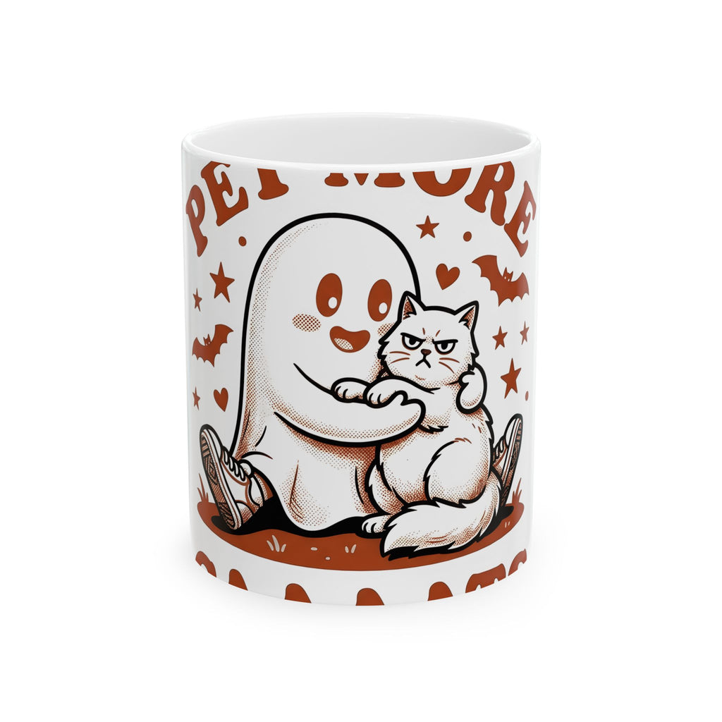 Spooky Cat Mug Halloween Animals Gift Women Comic Mug Cat Mug Horror Fan Cartoon Mug Creature Graphic Retro Flying Bats Mug