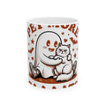 Spooky Cat Mug Halloween Animals Gift Women Comic Mug Cat Mug Horror Fan Cartoon Mug Creature Graphic Retro Flying Bats Mug