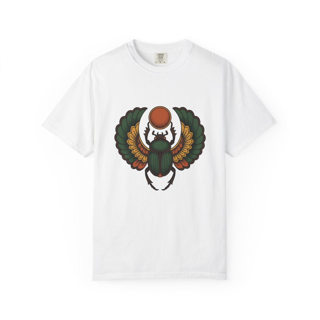 Beetle Bug T-Shirt Boho Chic Chakra Gift Women Minimalist T-Shirt Scarab T-Shirt Bohemian Enthusiast Simple T-Shirt Energy Graphic Hand Drawn Sun